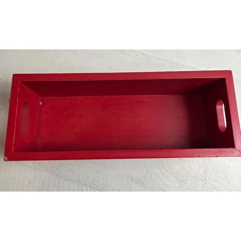 Hobby Lobby‎ Wooden Hot Cocoa Crate Red White Hand Painted Rustic Farmhouse